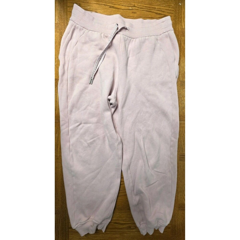 Lululemon Jogger Pants Womens 12 Pink Fleece Sweatpants Drawstring Cuffs Lounge